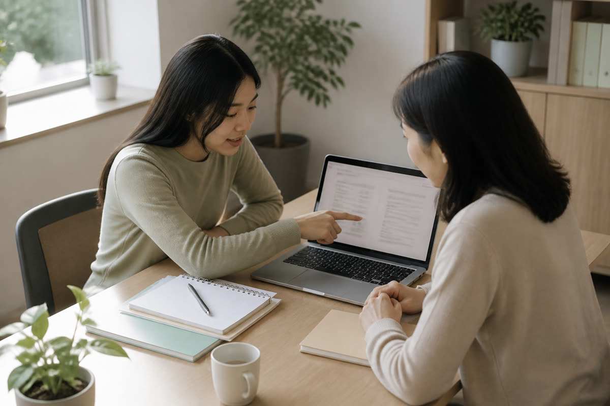 学生进行一对一线上咨询 · A one-to-one online consultation